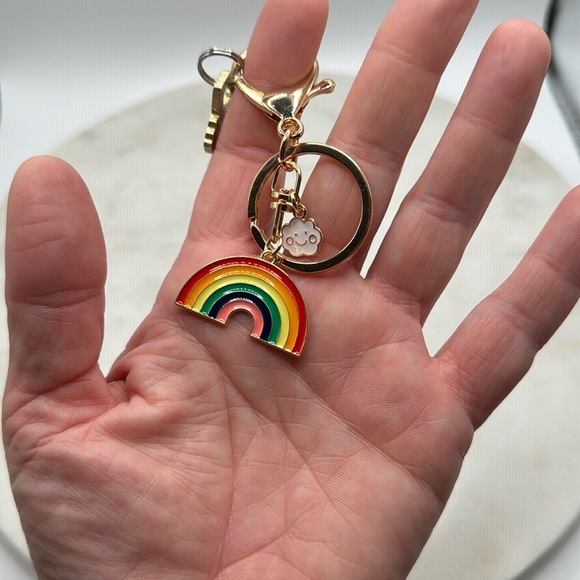 3/$15 Gold Rainbow Enameled Keychain - Picture 4 of 6